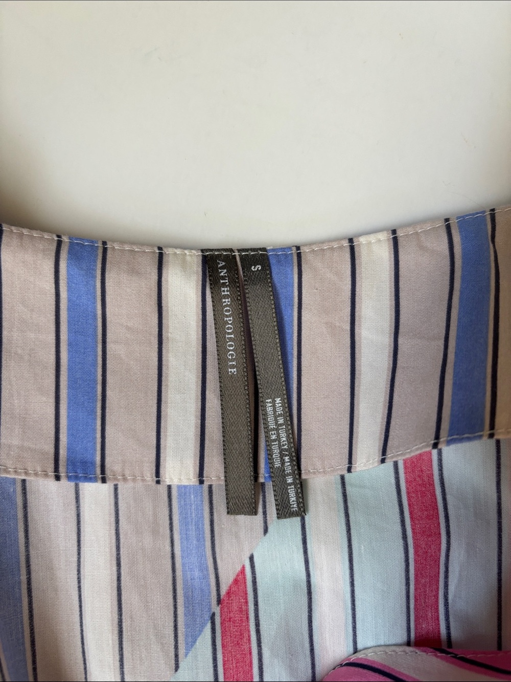 Anthropologie Vneck Striped Stretch Mini Dress Beach Travel College Womens Small - Picture 6 of 16